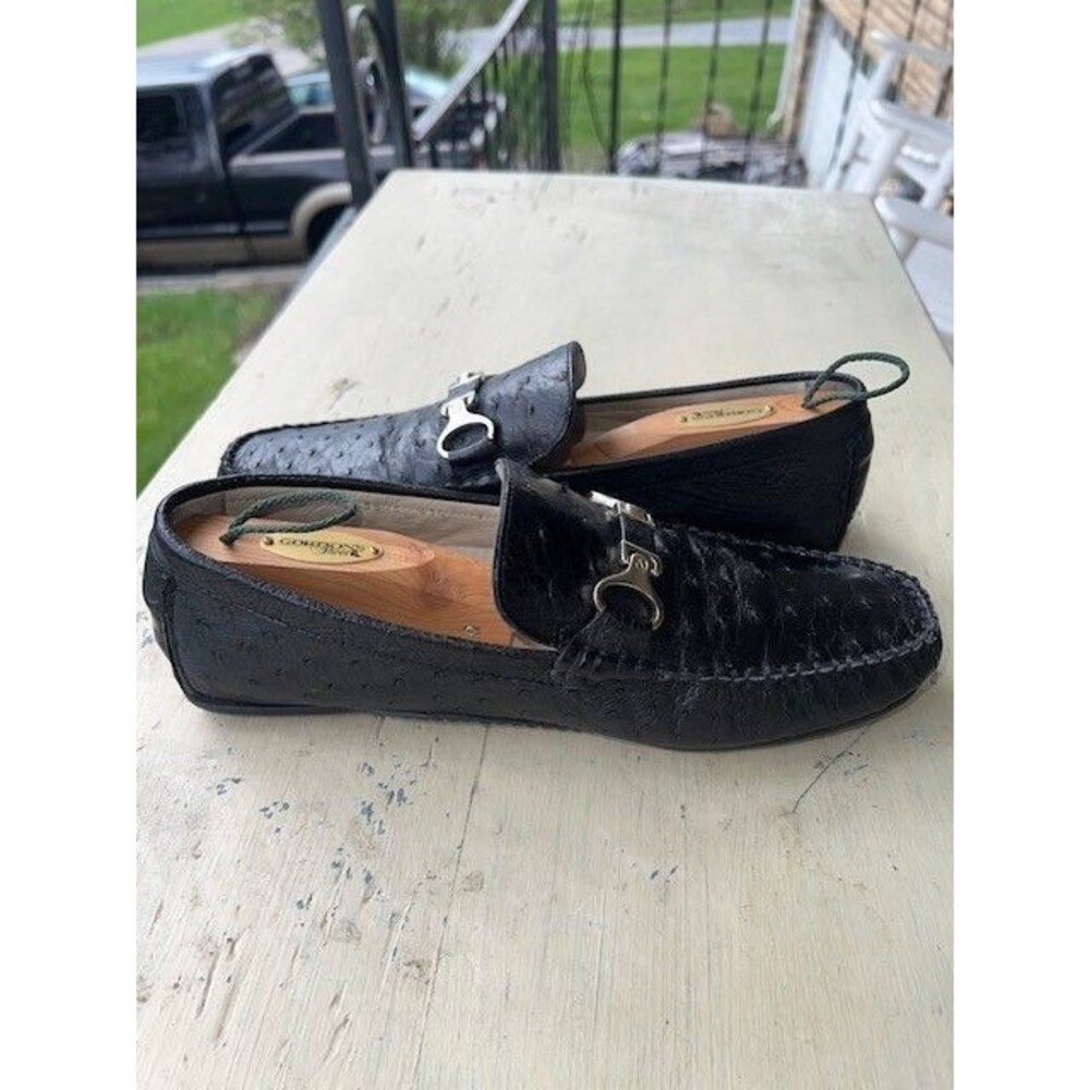 Fennix Italy 3515 Genuine Ostrich Black Bit Style Handcrafted Leather Lined Loaf - Picture 8 of 12